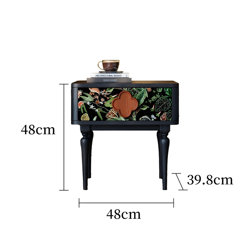 小花朵床头柜黑色规格图