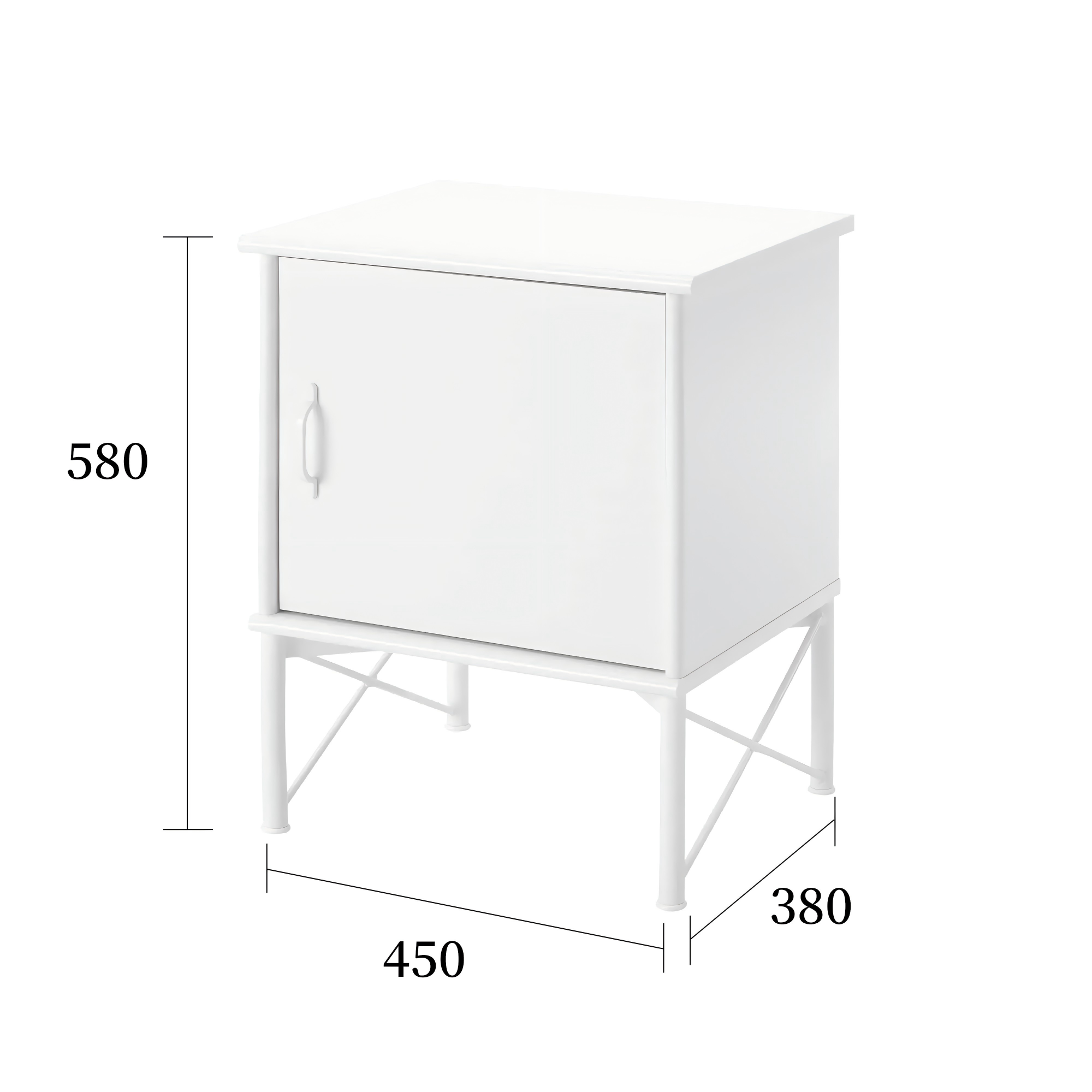 )穆斯肯床头桌白色规格图