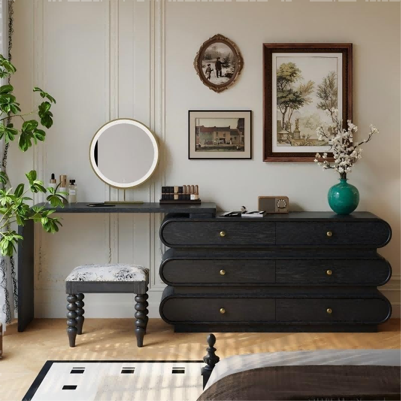 贝蒂梳妆柜带妆凳静谧黑