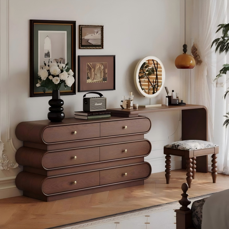 贝蒂梳妆柜带妆凳暮光咖