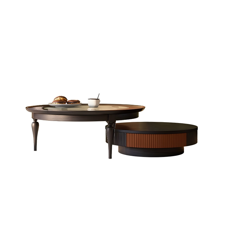 莫奈花园圆几+书香院圆几烟熏黑白底