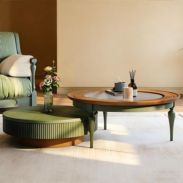 莫奈花园圆几+书香院圆几松柏绿