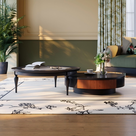 莫奈花园圆几+书香院圆几烟熏黑