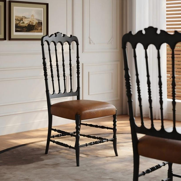 克莱因餐椅静谧黑-焦糖色