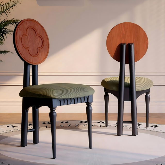 小花朵餐椅棕黑色