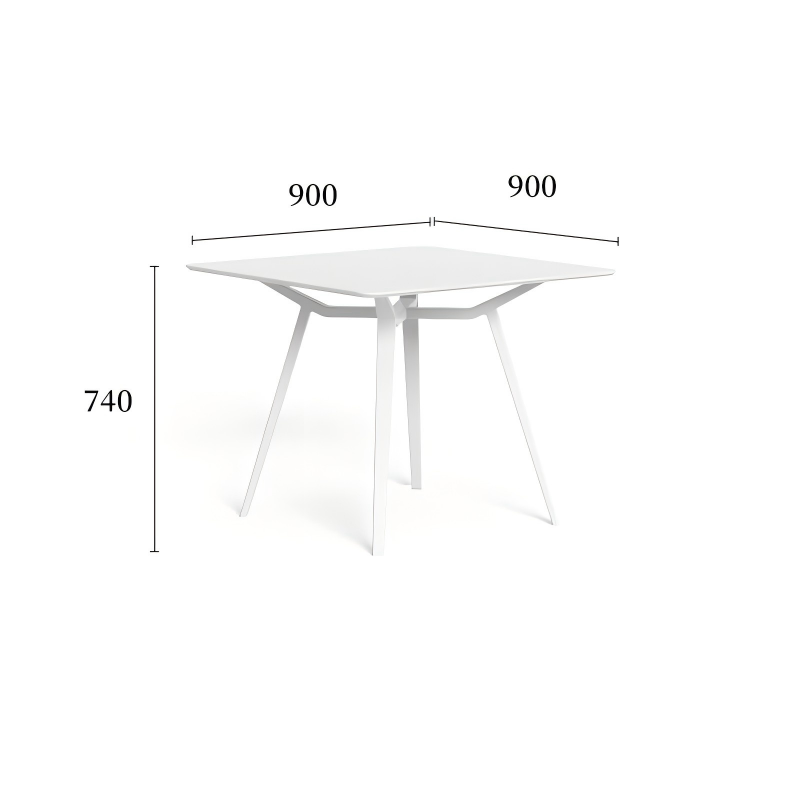 米洛系列餐椅组合方桌白色规格