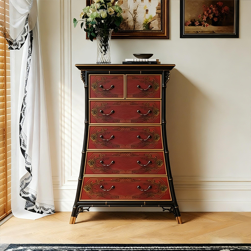 依瑞斯竹节装饰柜黑色彩绘